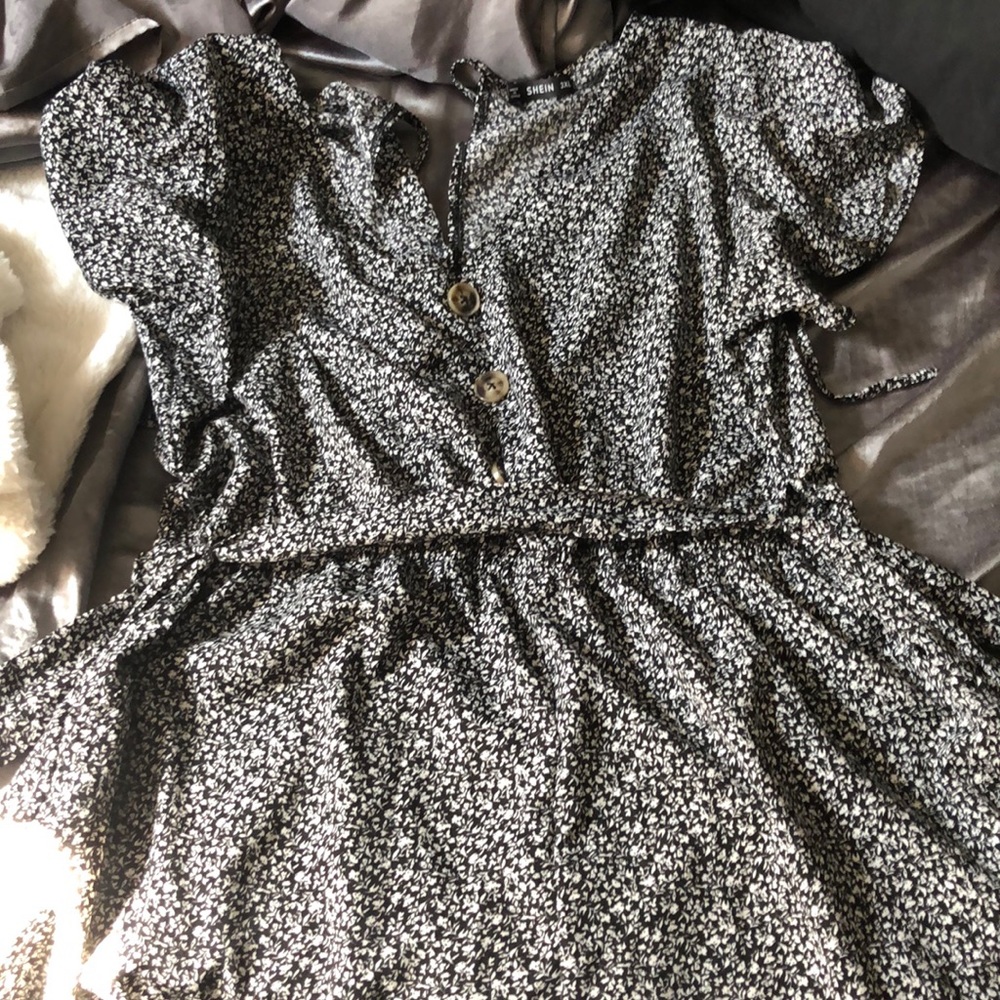 Black and white floral romper